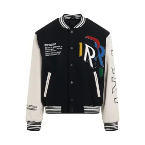 Initial Varsity Jacket in Jet Black