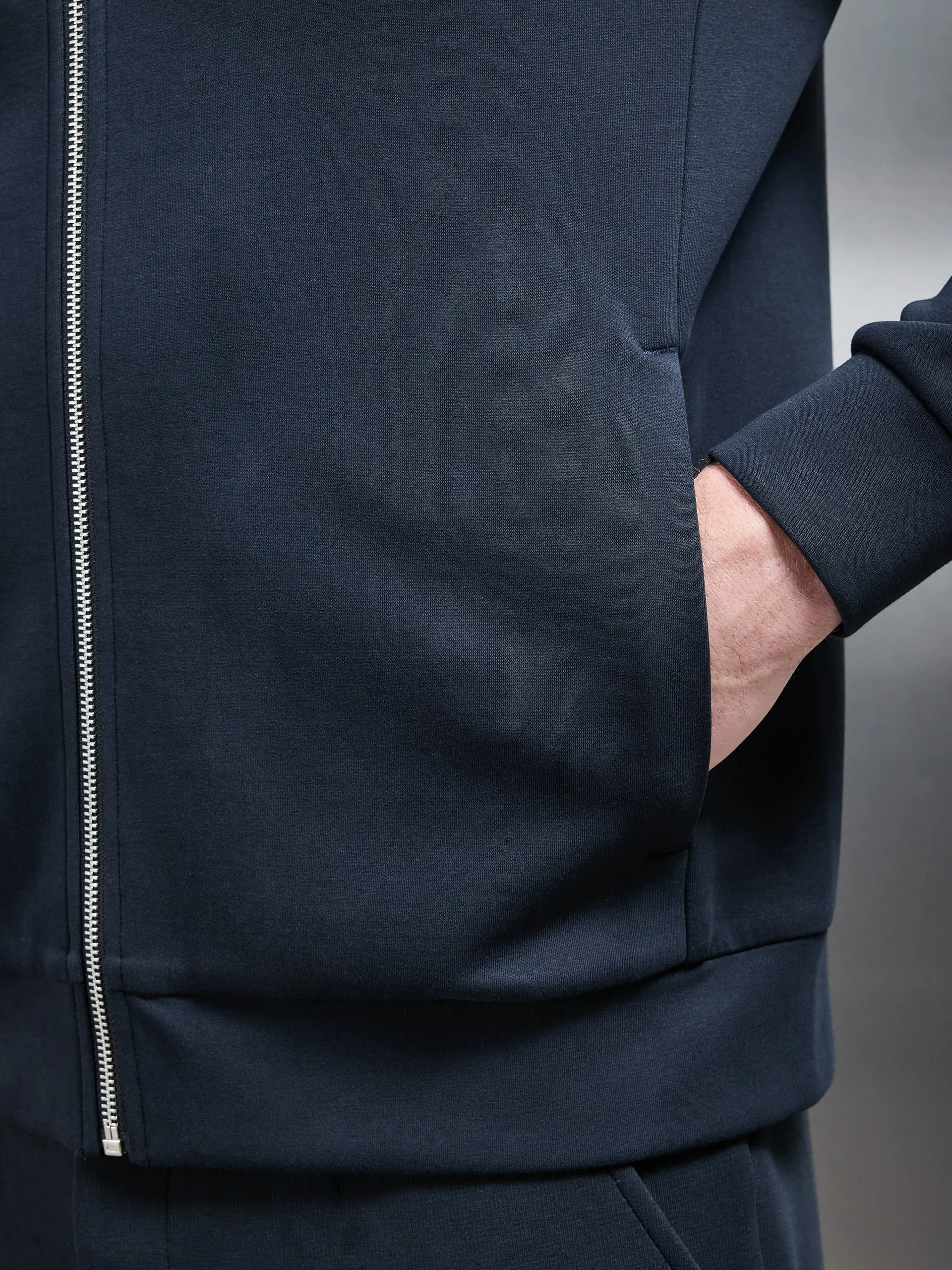 Interlock Jersey Bomber Jacket in Navy