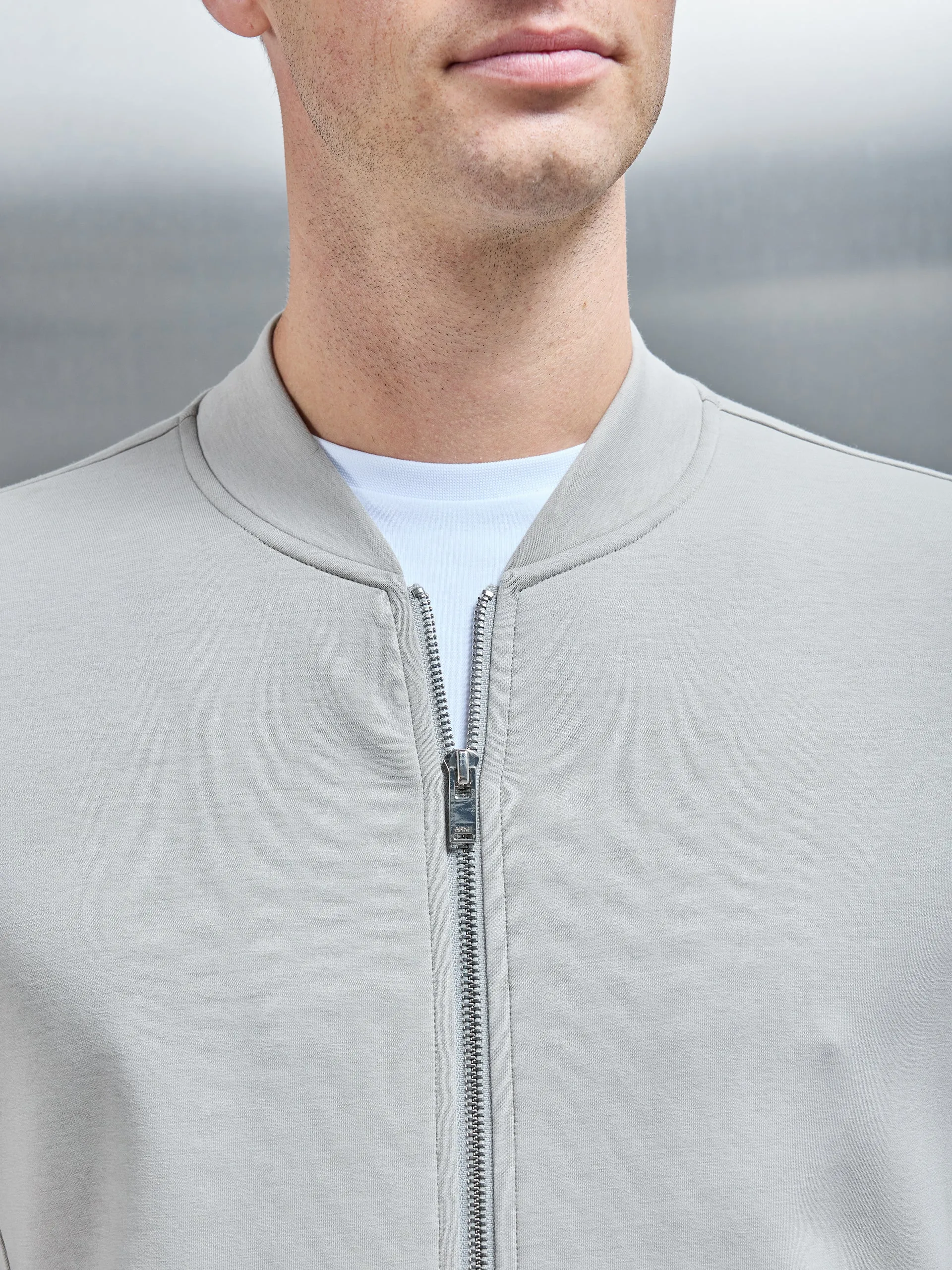 Interlock Jersey Bomber Jacket in Stone