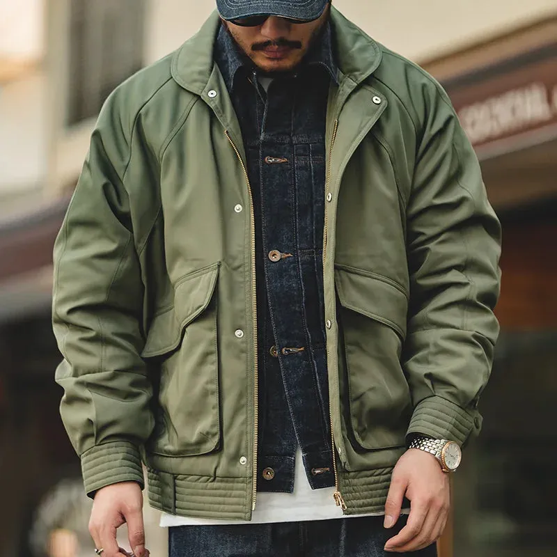 Japanese Vintage Pilot Jackets Thickened Warm Cotton Pocket Coats - Men's Autumn Military Bomber Jacket