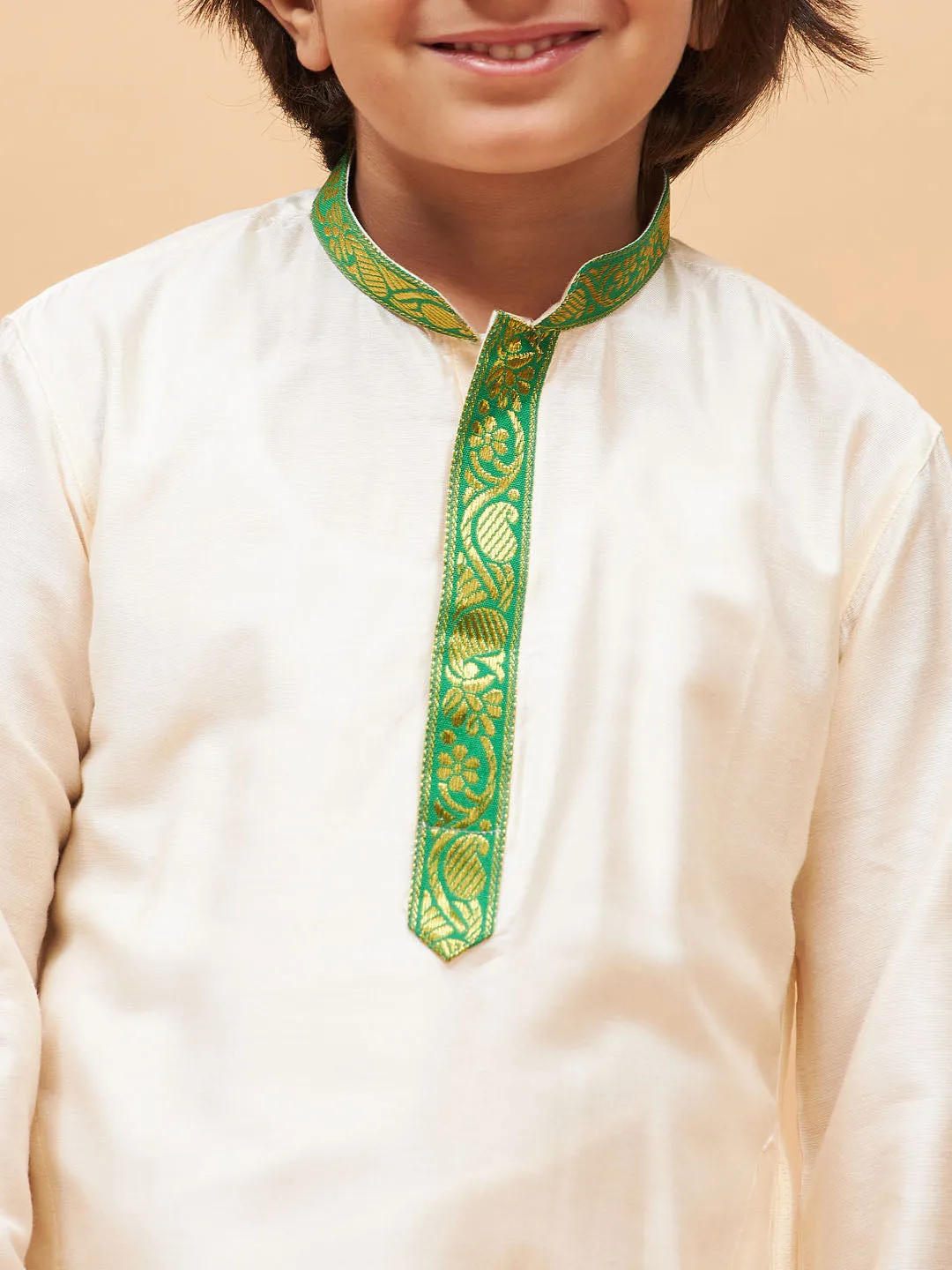 Jashvi Green And Cream South Collection Sibling Set