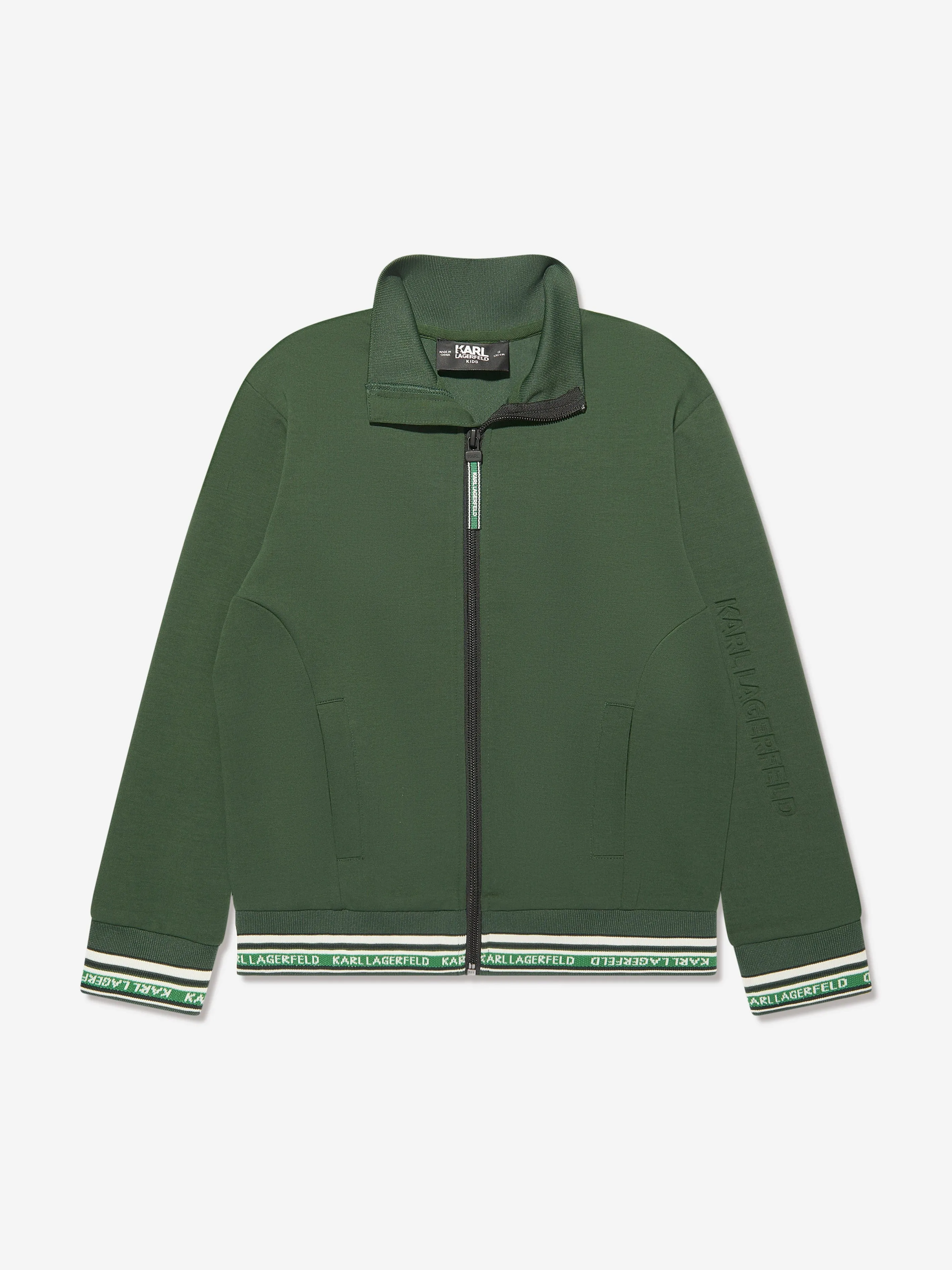 Karl Lagerfeld Boys Logo Track Jacket in Green