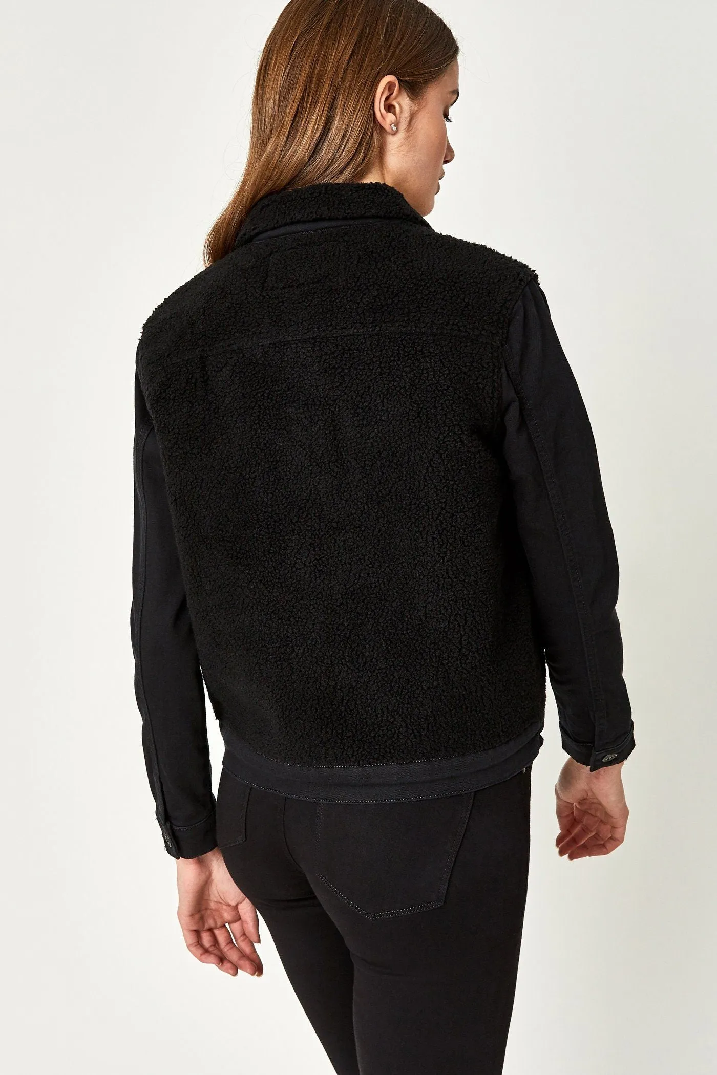 KATY JACKET IN BLACK SHERPA