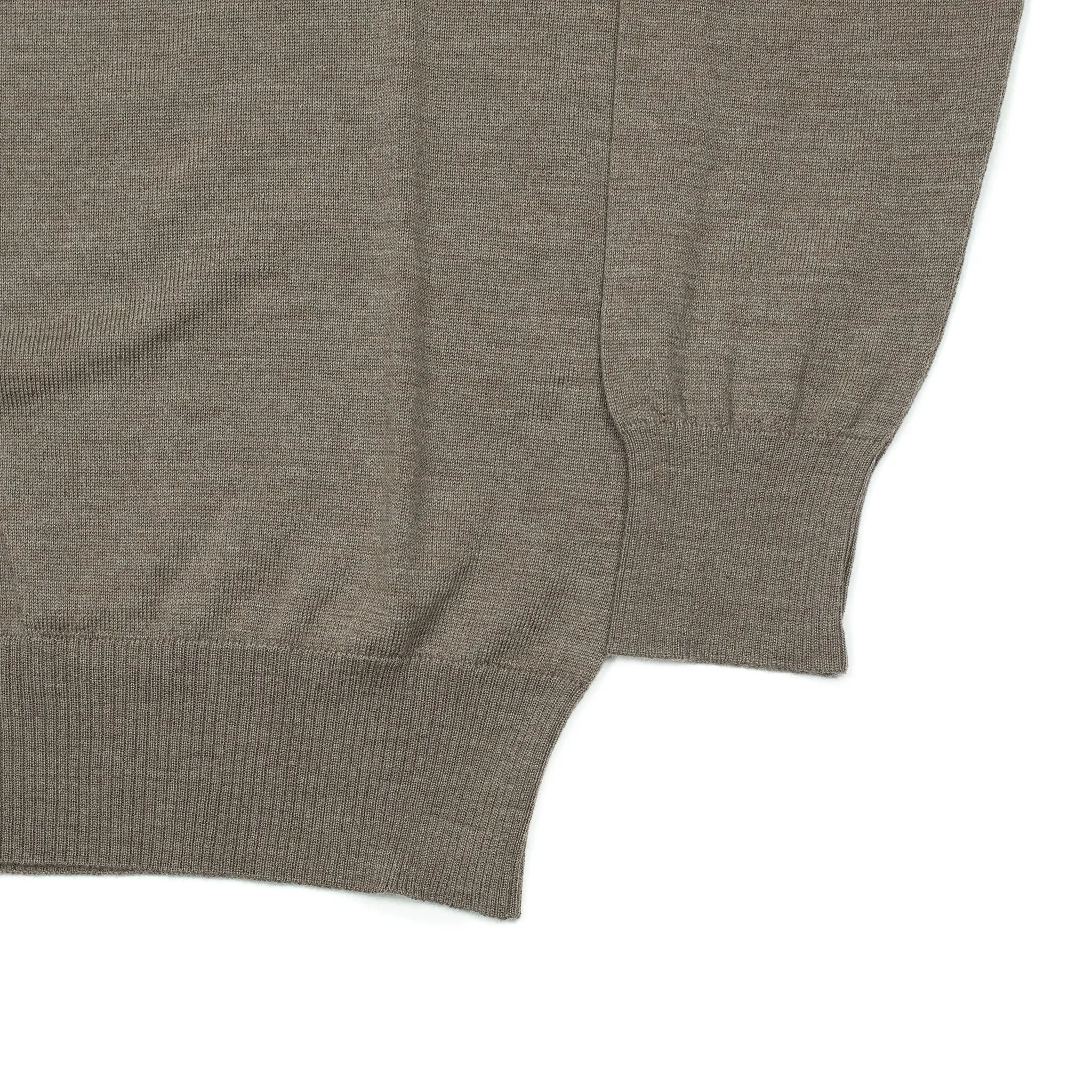 Knit long sleeve polo in fangio taupe merino wool (restock)