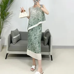 Korean Style 2 Piece Pleated Summer Skirt Set