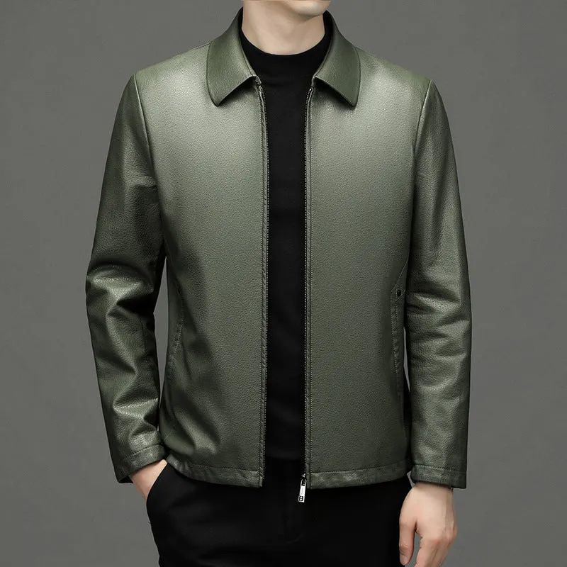 Leather Jacket Men Lapel Ecological Real Leather