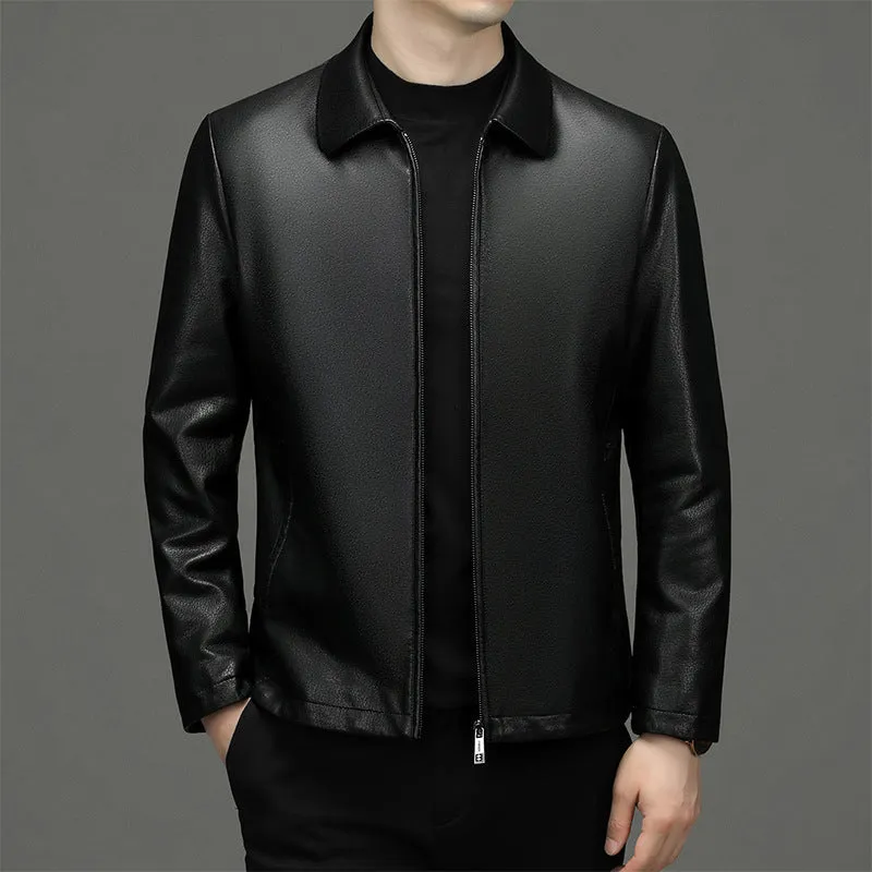 Leather Jacket Men Lapel Ecological Real Leather