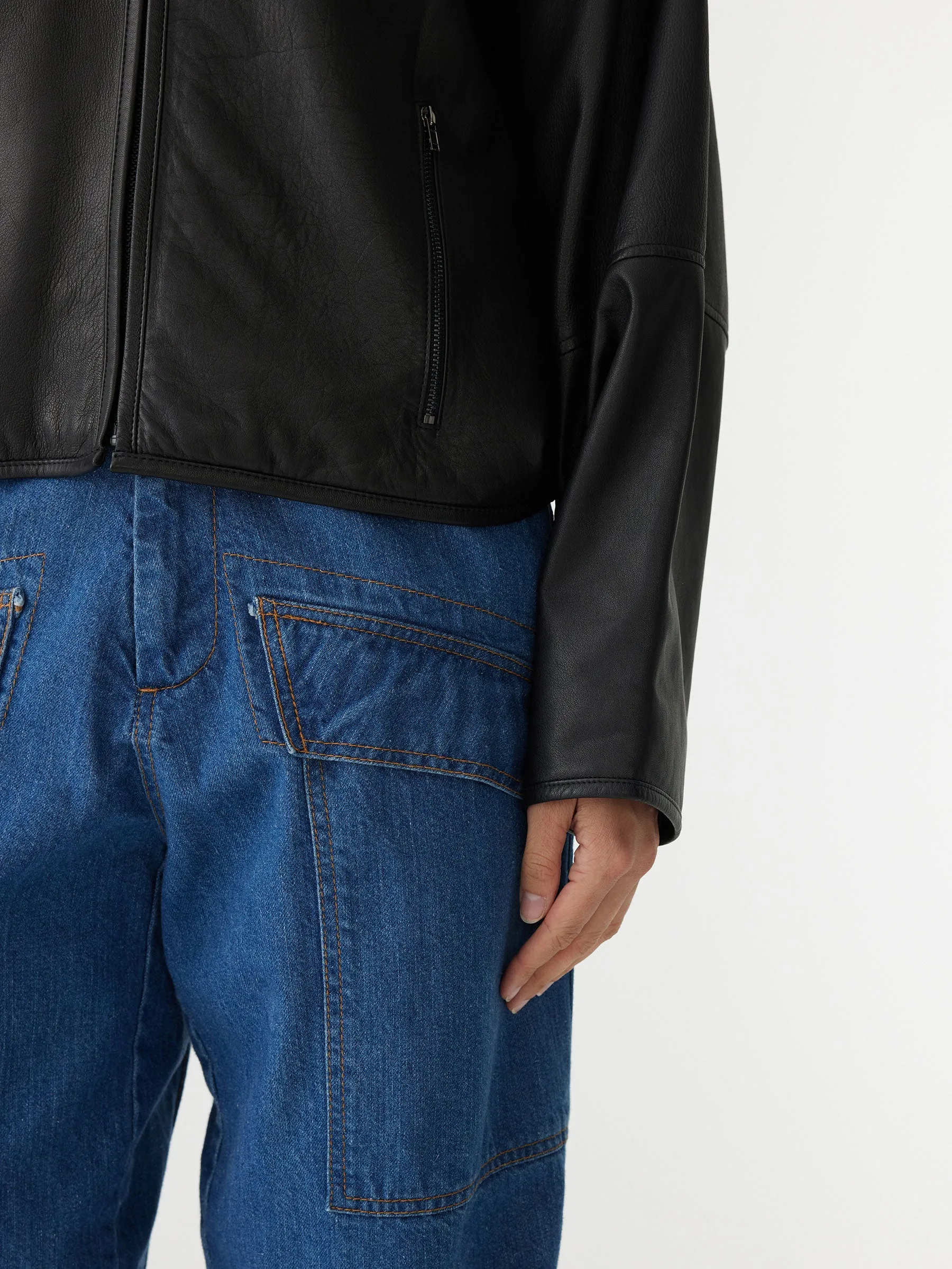 leather patch detail bomber