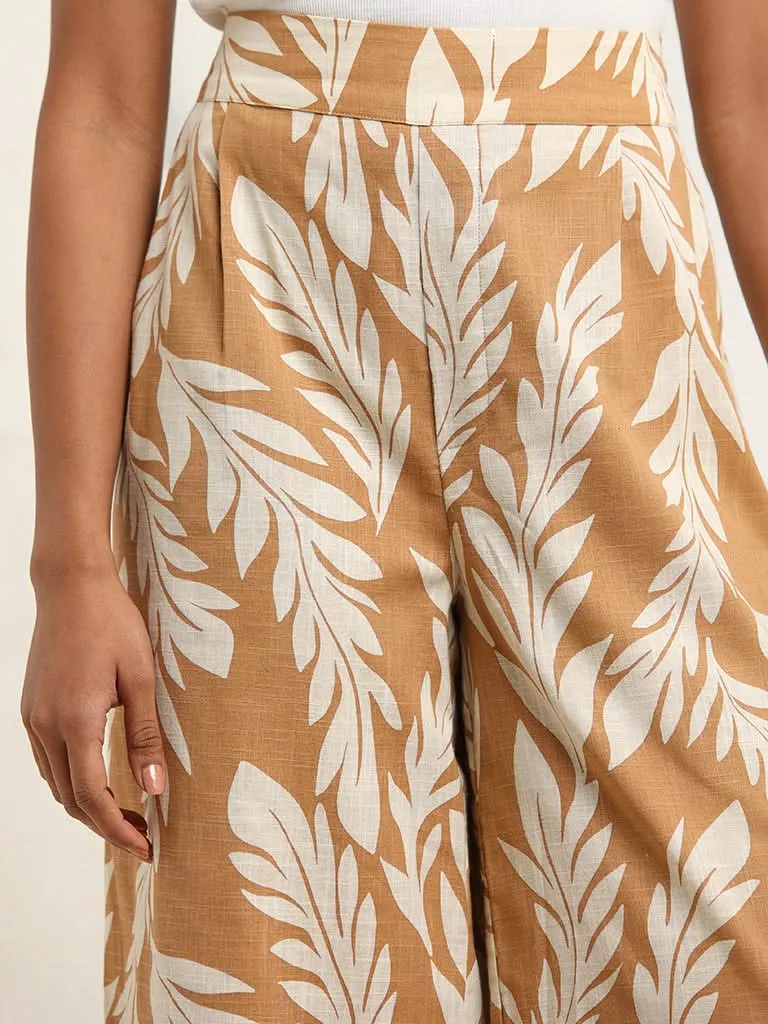 LOV Printed Brown Cotton Palazzos