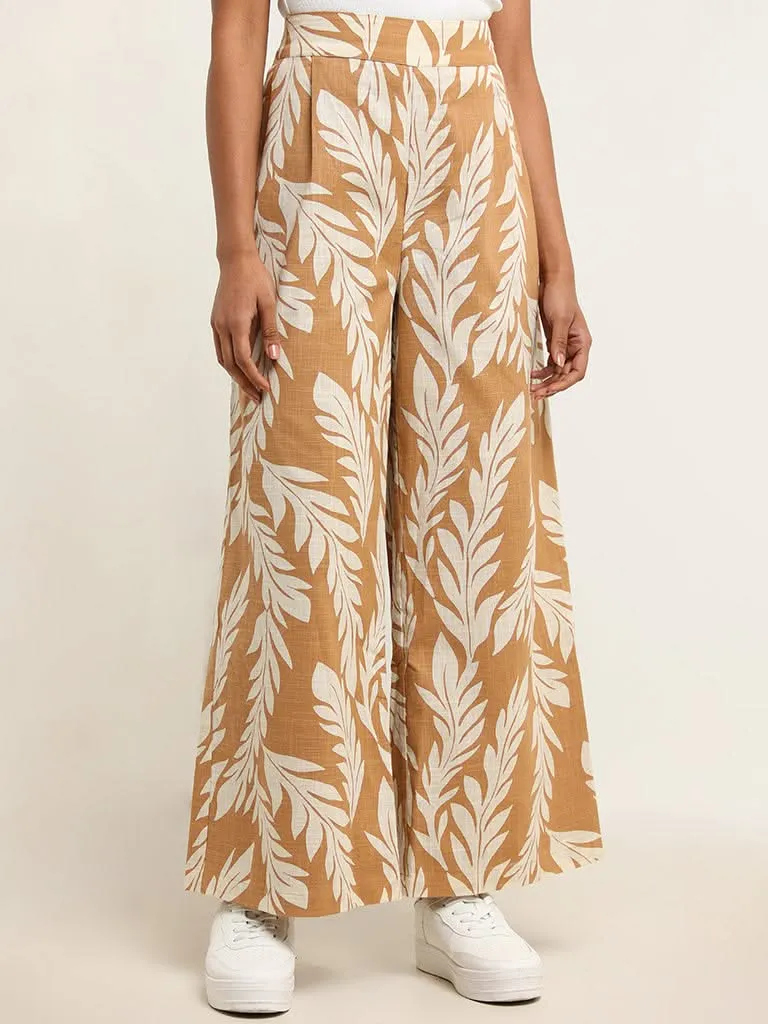 LOV Printed Brown Cotton Palazzos