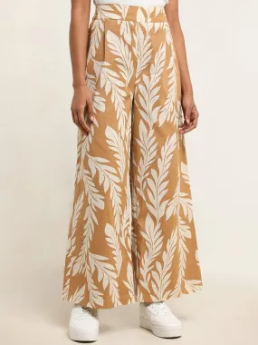 LOV Printed Brown Cotton Palazzos