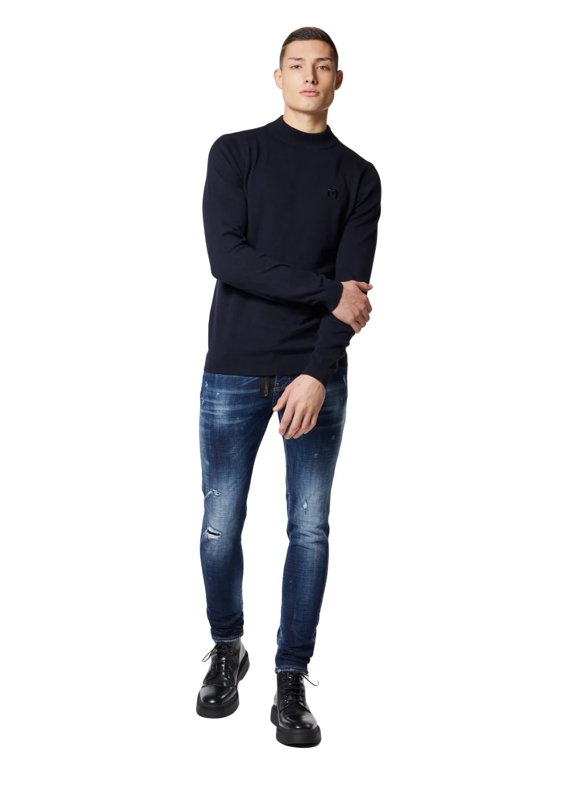 M Mock Neck Sweater | BLUE