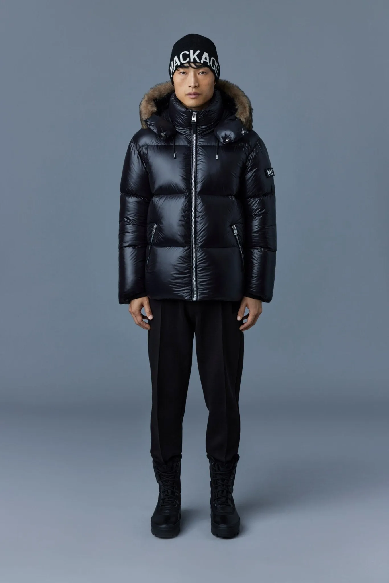 MACKAGE KENT-SH - Lustrous Light Down Jacket With Shearling