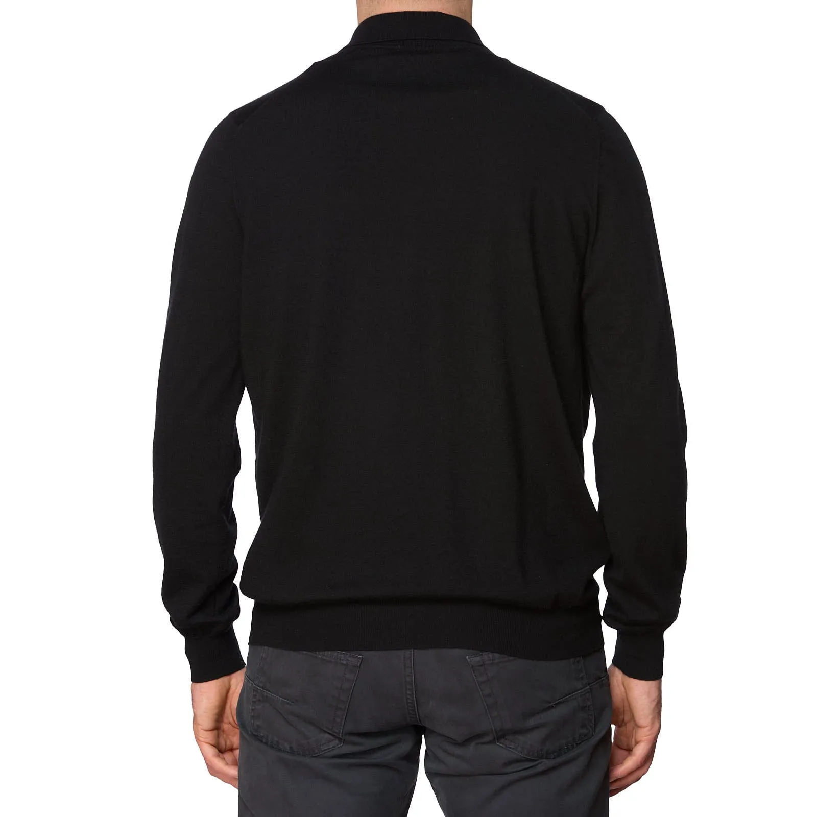 MALO Black Cashmere Polo Neck Sweater EU 52 US L