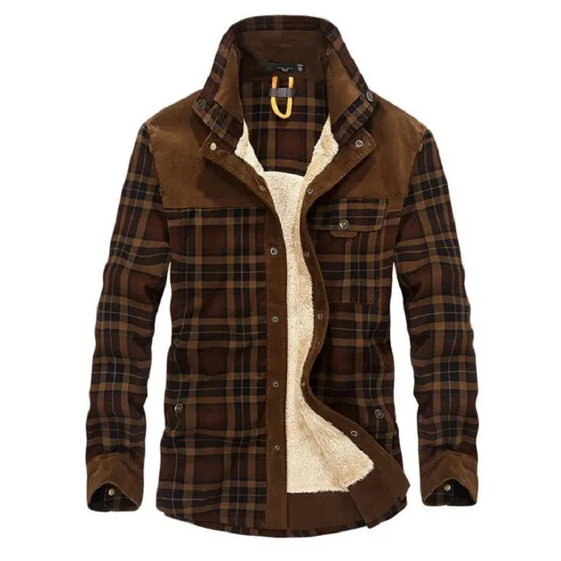 Men Casual ShirtsWool Fleece Plaid