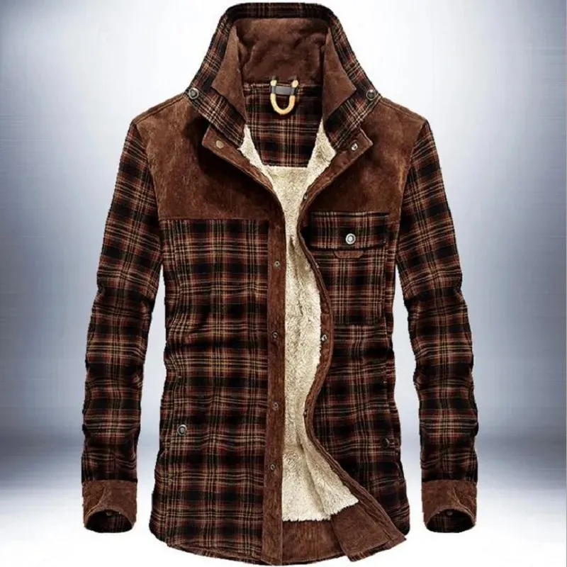 Men Casual ShirtsWool Fleece Plaid