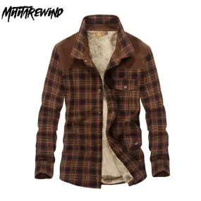 Men Casual ShirtsWool Fleece Plaid