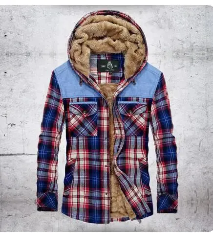 Men Casual ShirtsWool Fleece Plaid