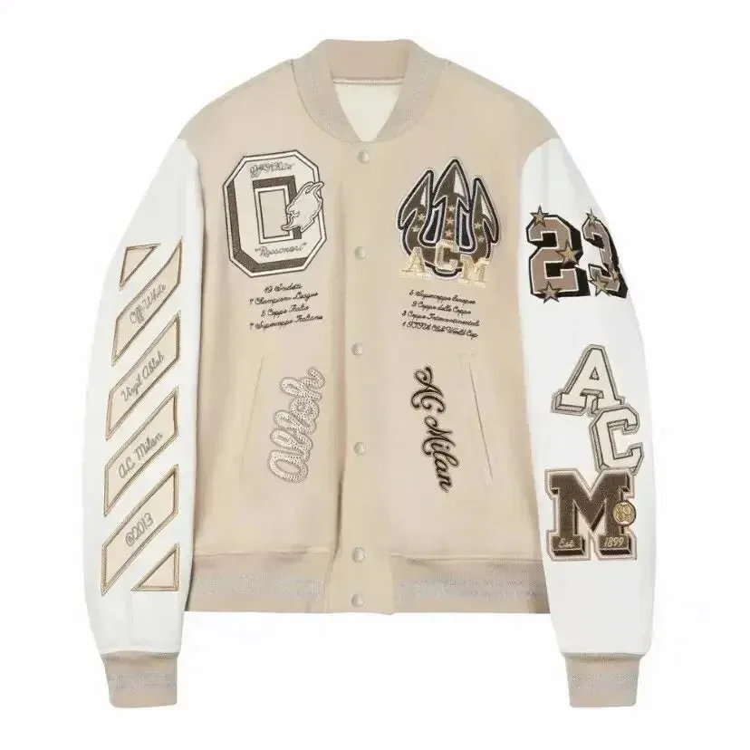 Men's Embroidered Bomber Jacket - Hip Hop Leather Baseball Y2K Fashion