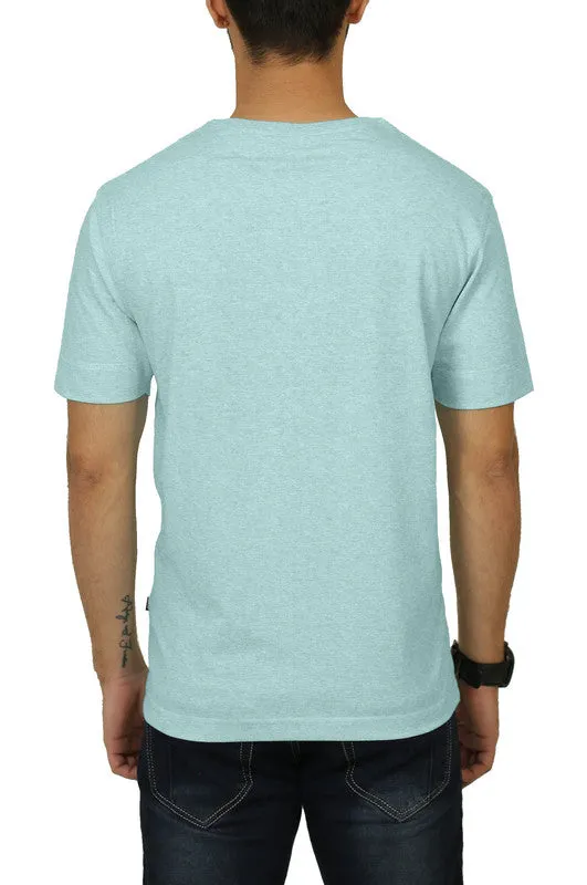 Men's Henley T-shirt - SEA BLUE HEATHER