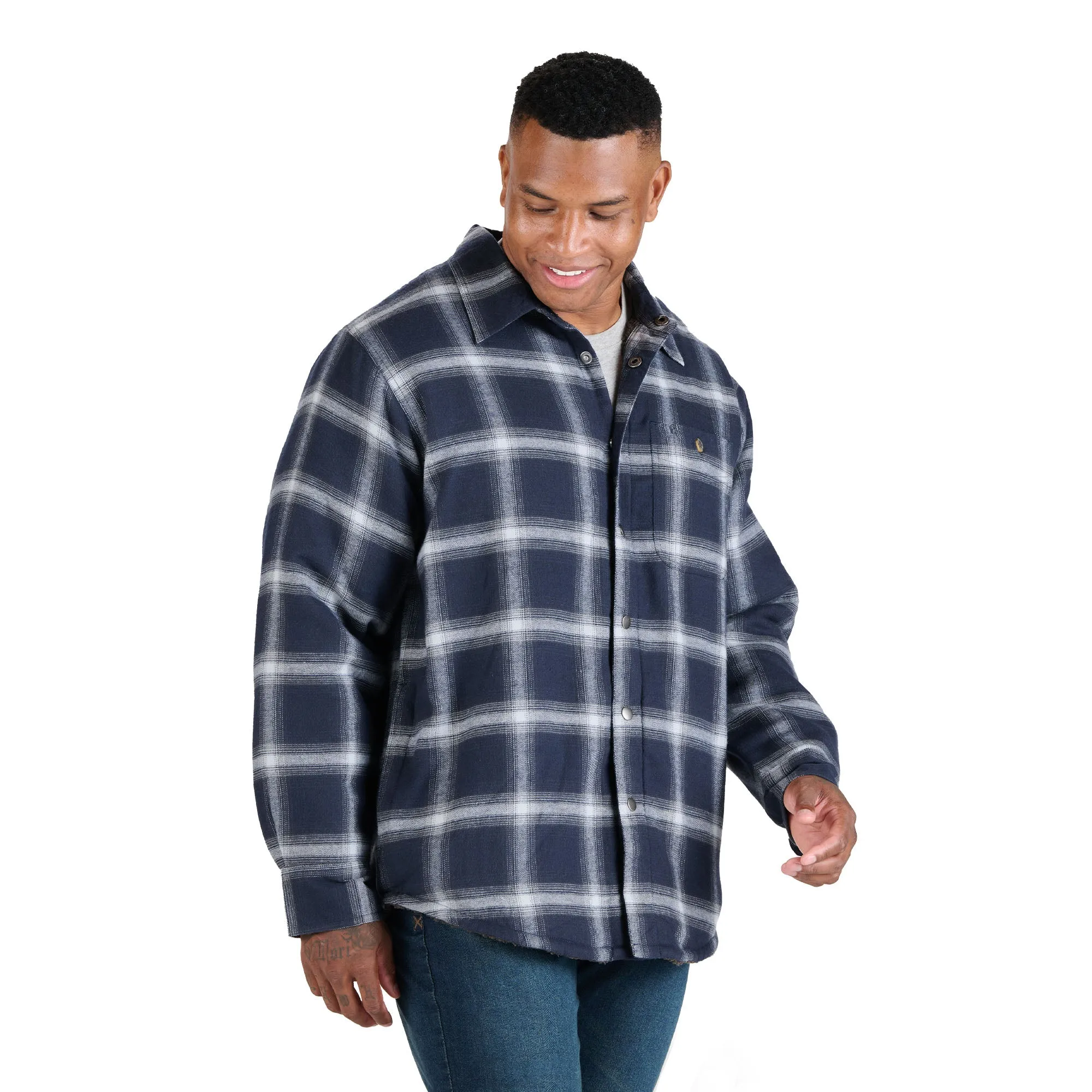 Men's Sherpa-Lined Flannel Shirt Jacket