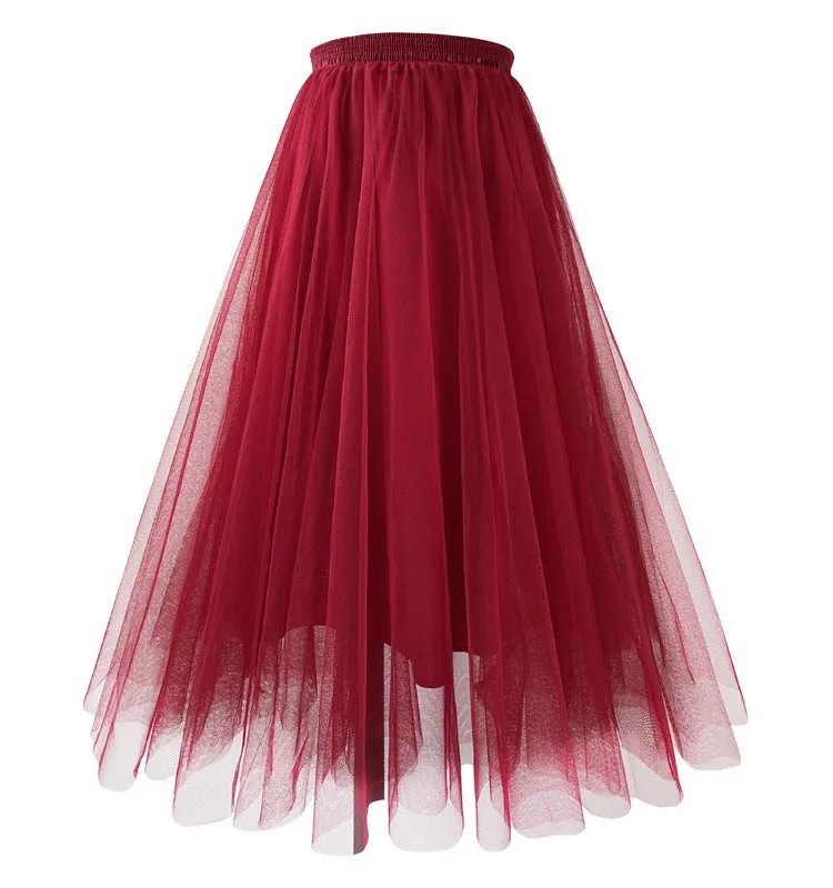 Mesh Skirt Mid-length Pleated Skirt Plus Size Super Large Swing Skirt A- Line Skirt