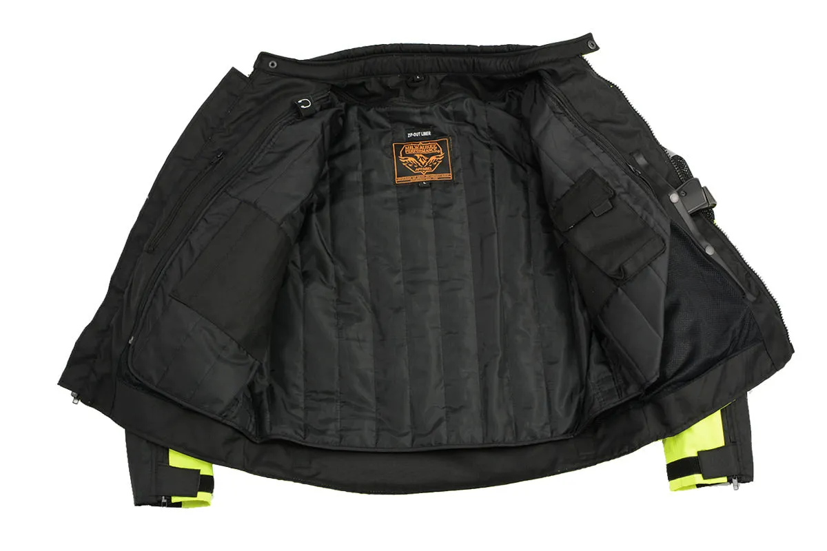 Milwaukee Leather MPM1794 High Vis Green Armored Mesh Racer Jacket