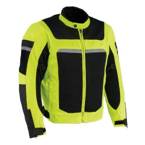 Milwaukee Leather MPM1794 High Vis Green Armored Mesh Racer Jacket