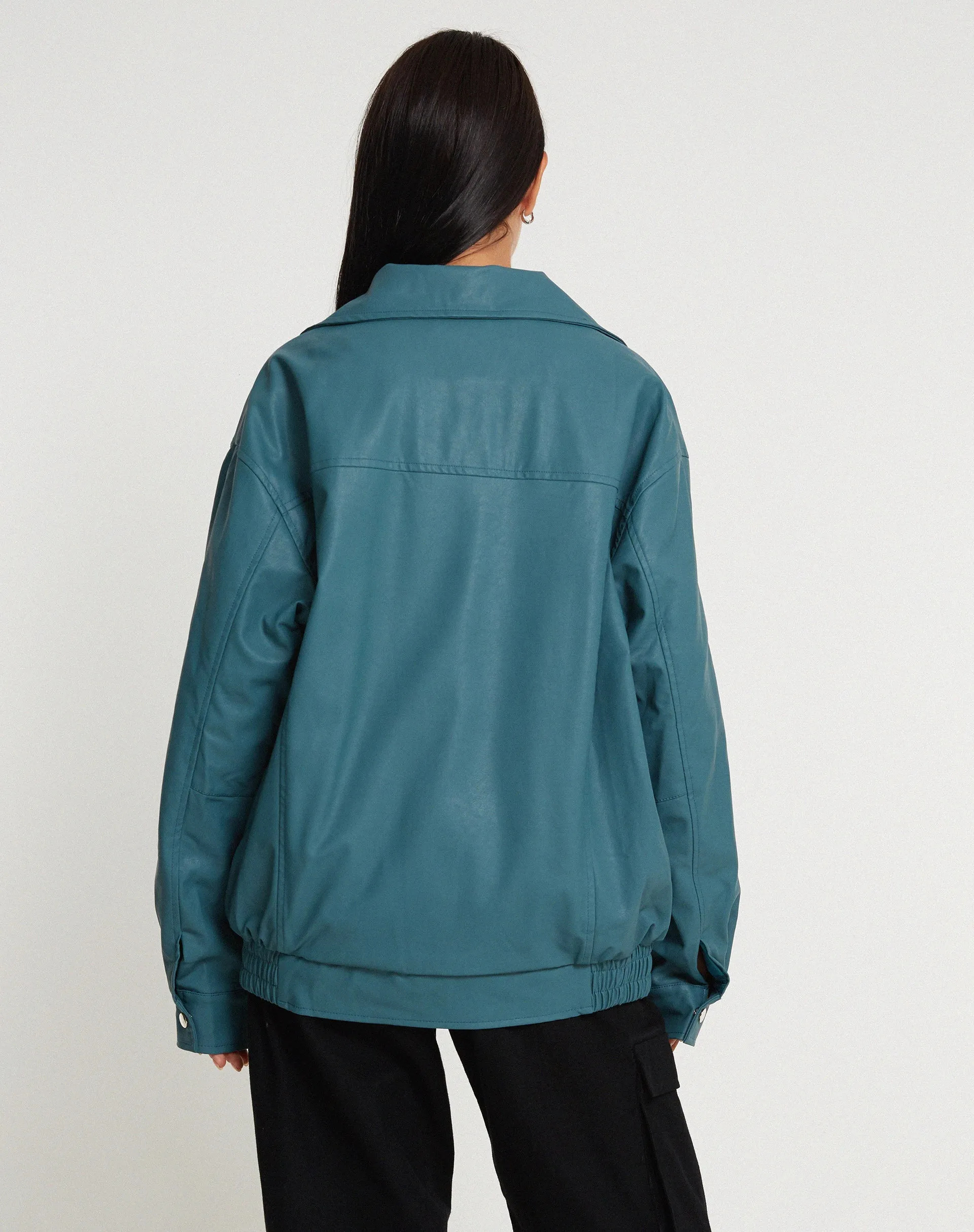 MOTEL X JACQUIE Cavita Jacket in PU Grey Blue