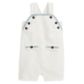 Mott Pique Romper -- Ivory with Moody Blue