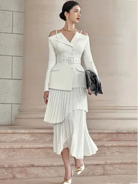 New Elegant Pleated 2-Piece Skirt Set