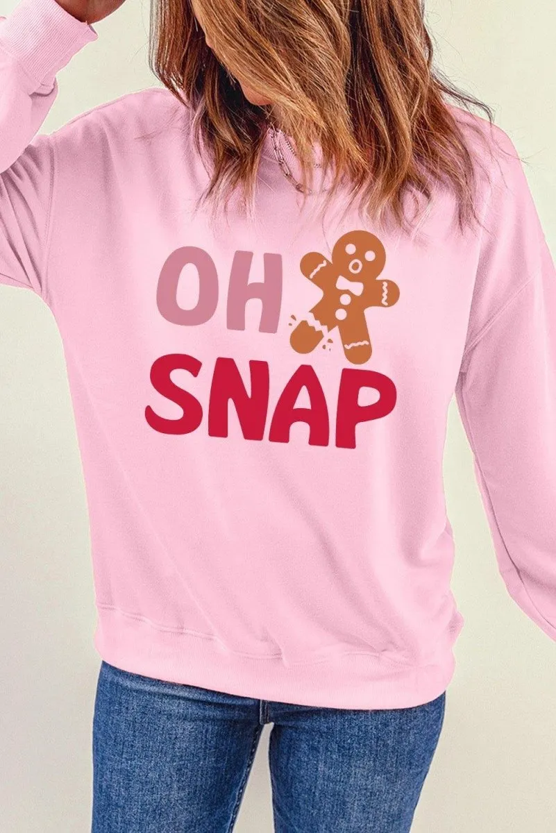 Pink "OH SNAP" Gingerbread Man Christmas Sweatshirt