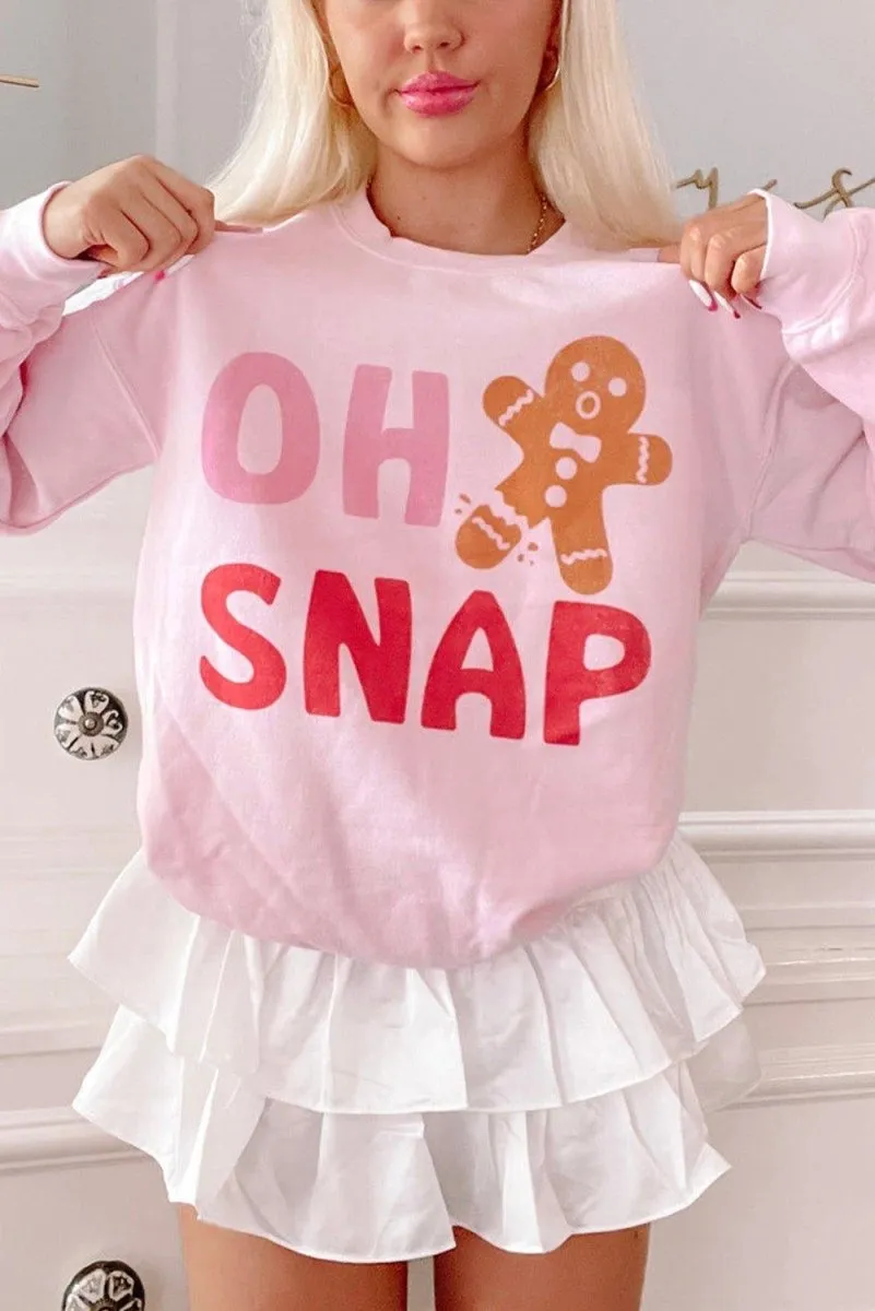 Pink "OH SNAP" Gingerbread Man Christmas Sweatshirt