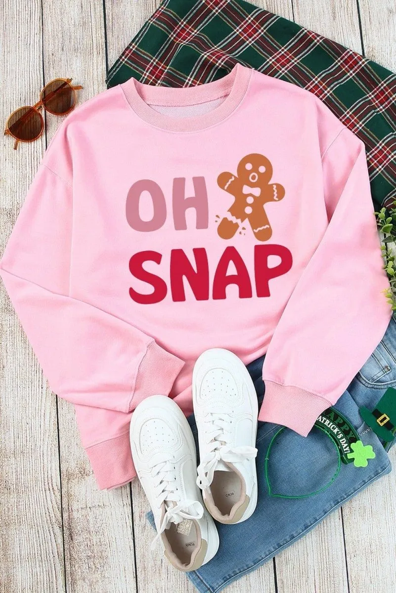 Pink "OH SNAP" Gingerbread Man Christmas Sweatshirt