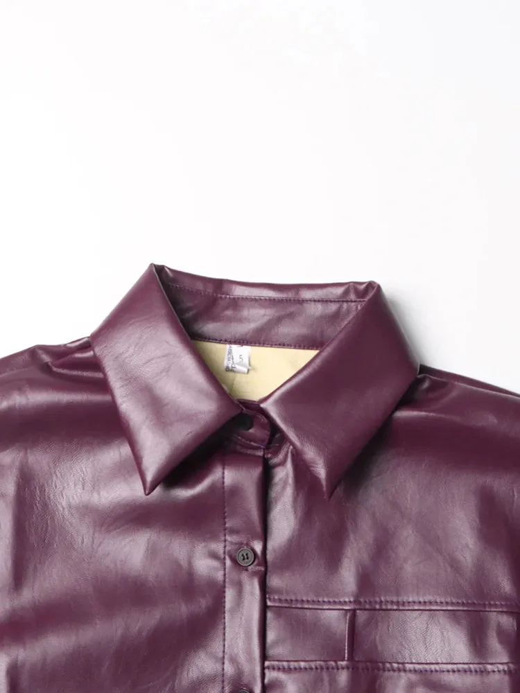 Pre Order:  Dark Purple Faux Leather Jacket