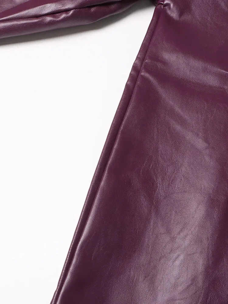 Pre Order:  Dark Purple Faux Leather Jacket