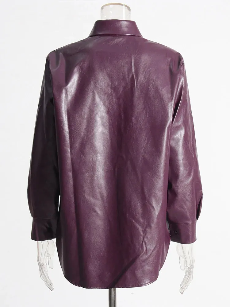 Pre Order:  Dark Purple Faux Leather Jacket