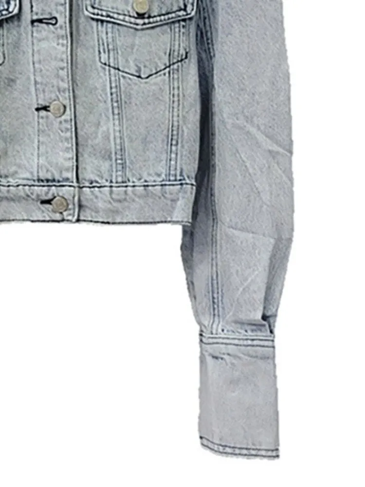 Pre Order:  Jeweled Shoulder Denim Short Jacket