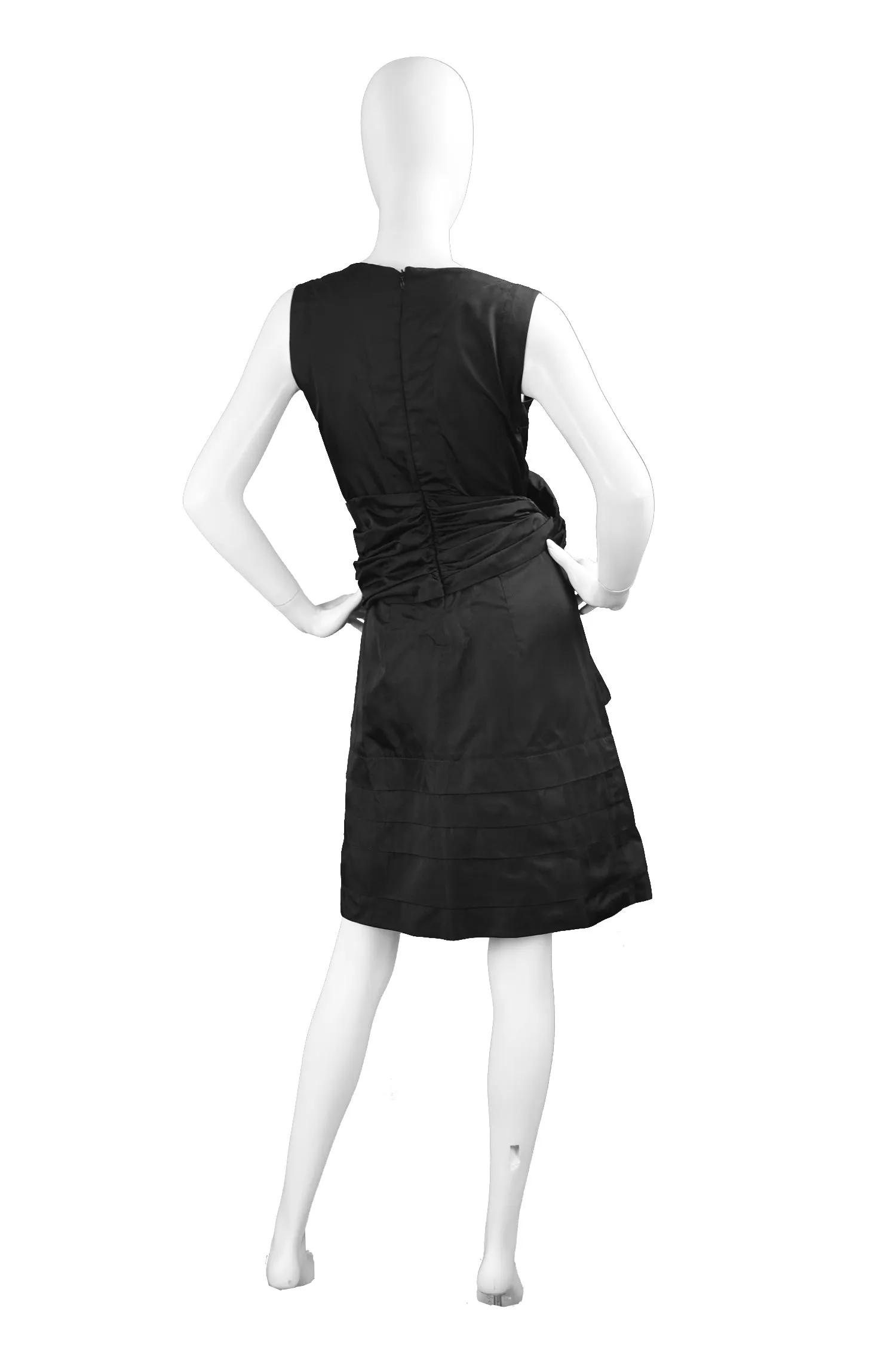 Preowned Black Silk Taffeta Cocktail Party Dress, 2000s