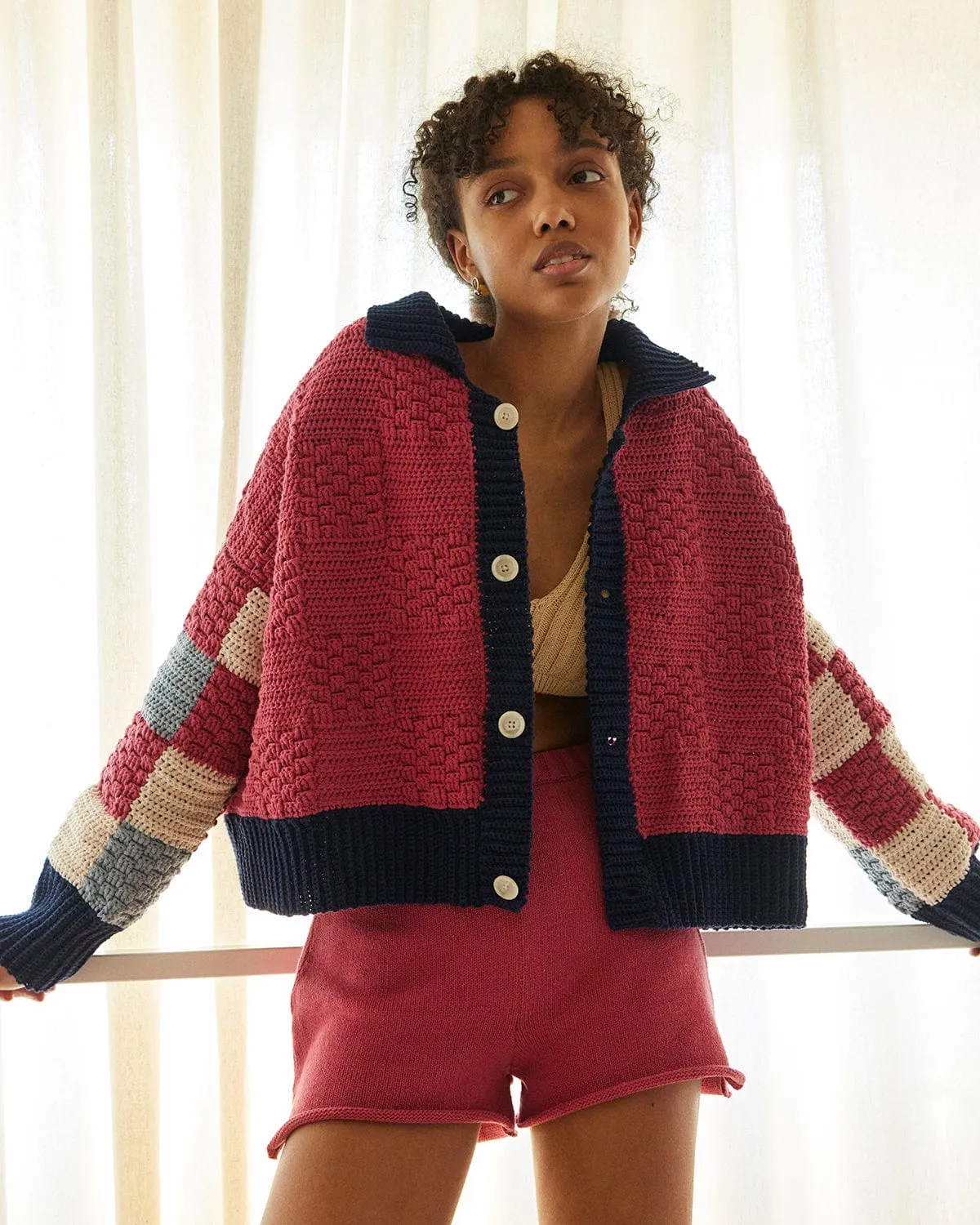 Prietema: Fantasy Rhubarb Crochet Cotton Jacket