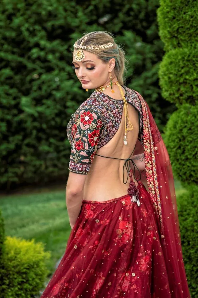 Red Designer Elegant Wear Lehenga - Rent