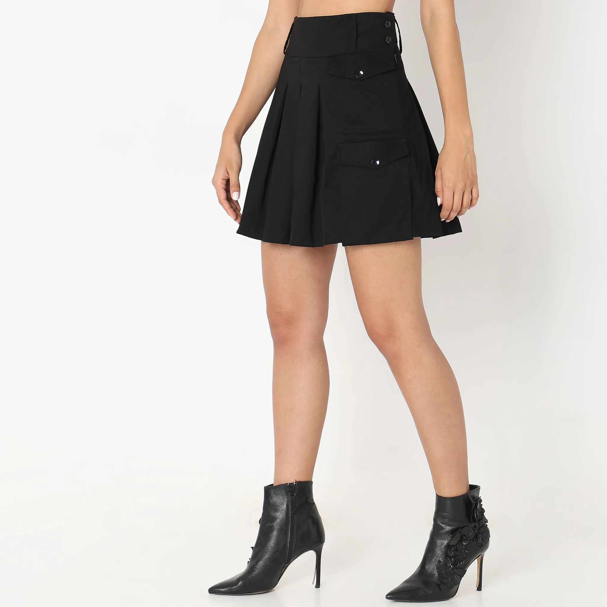 Regular Fit Solid Skirt