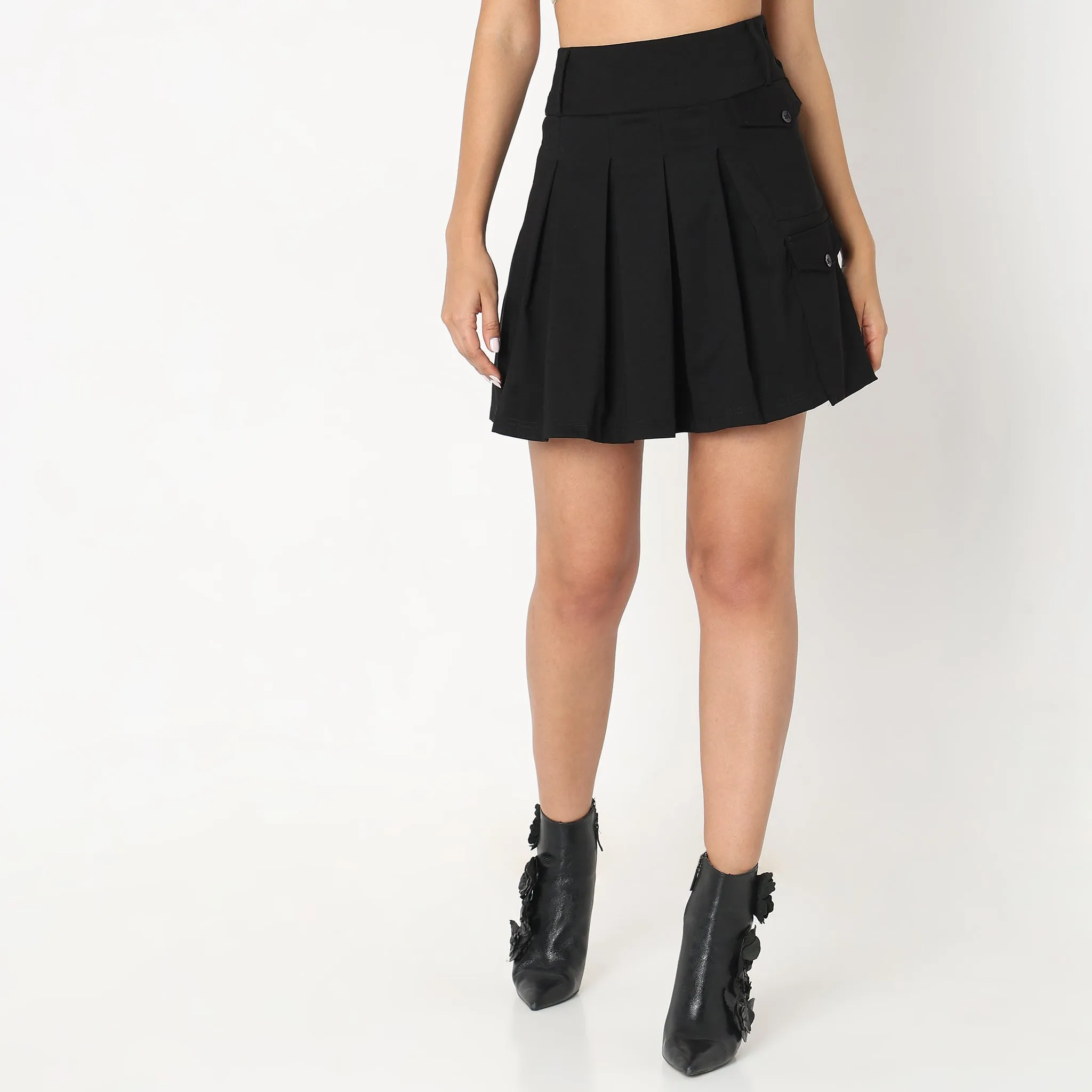 Regular Fit Solid Skirt