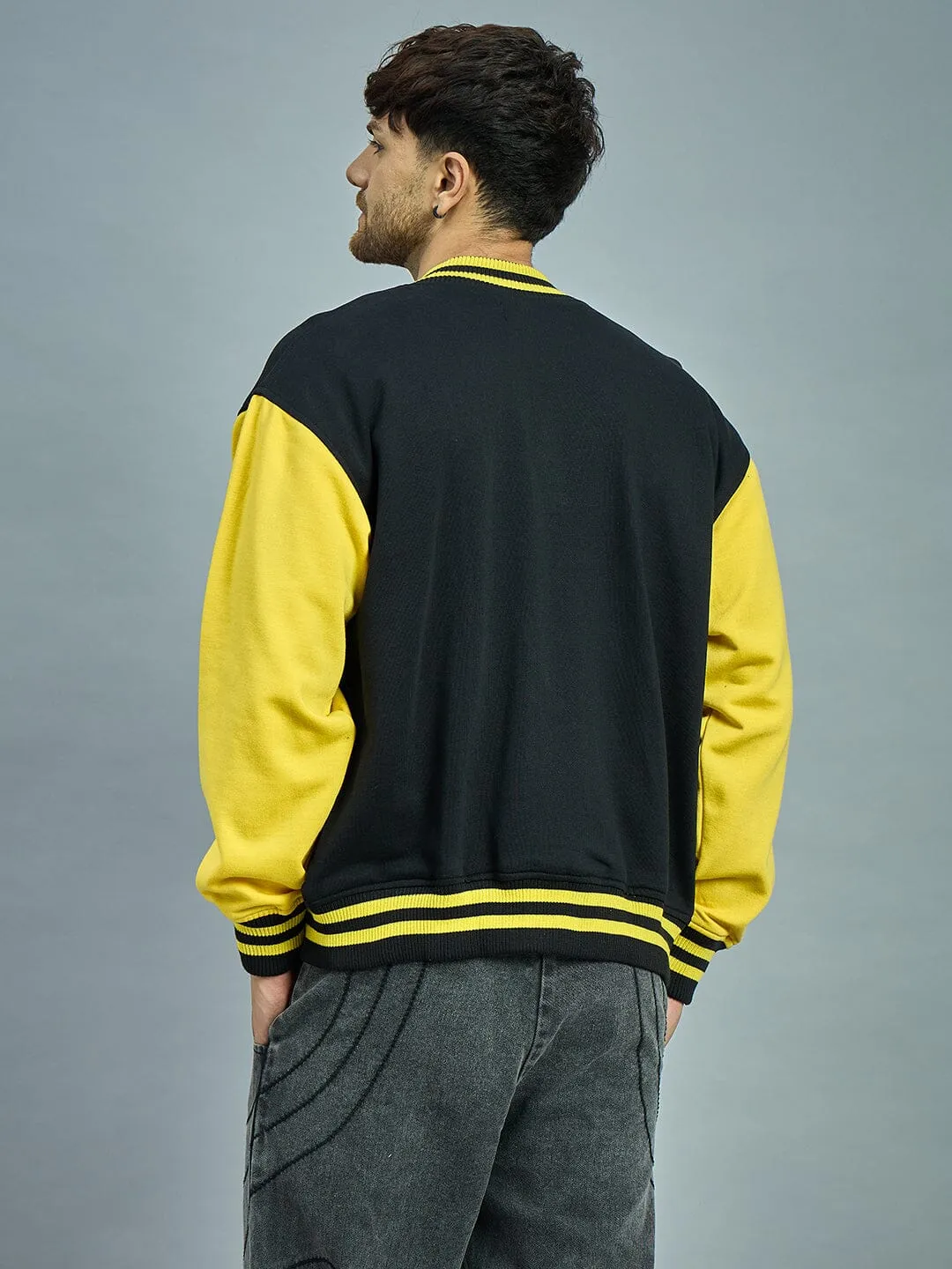 Retro Black and Yellow Varsity Bomber Jacket