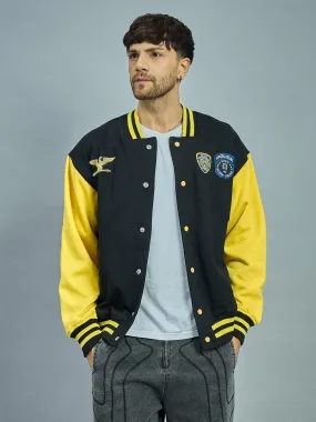 Retro Black and Yellow Varsity Bomber Jacket