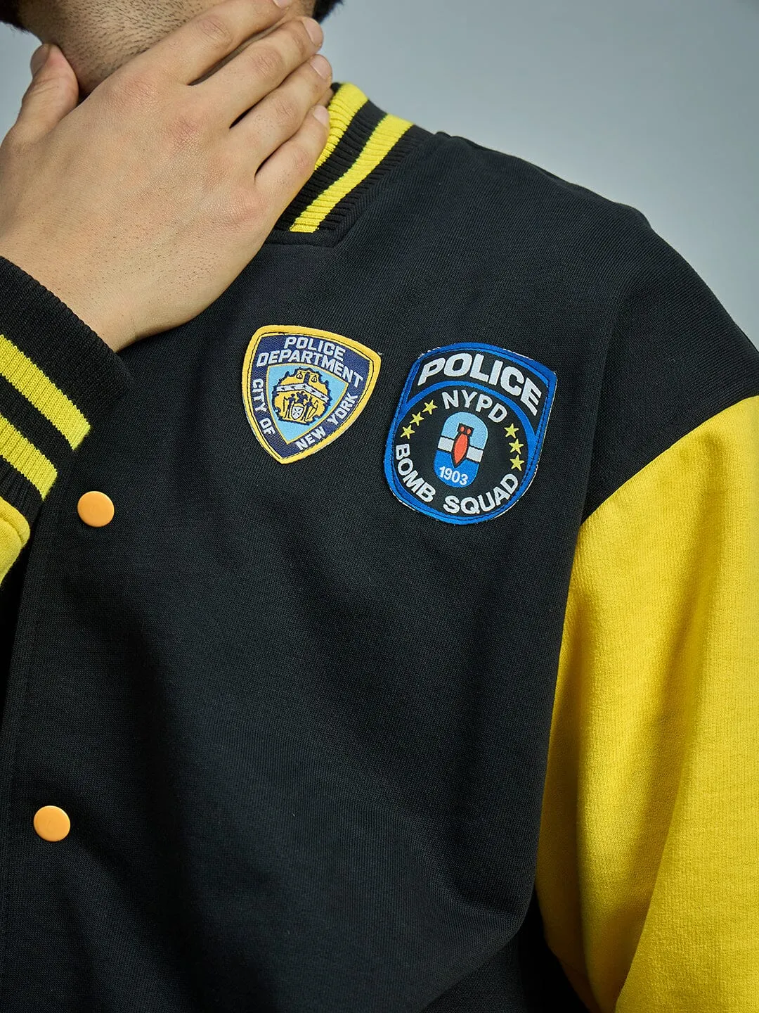 Retro Black and Yellow Varsity Bomber Jacket