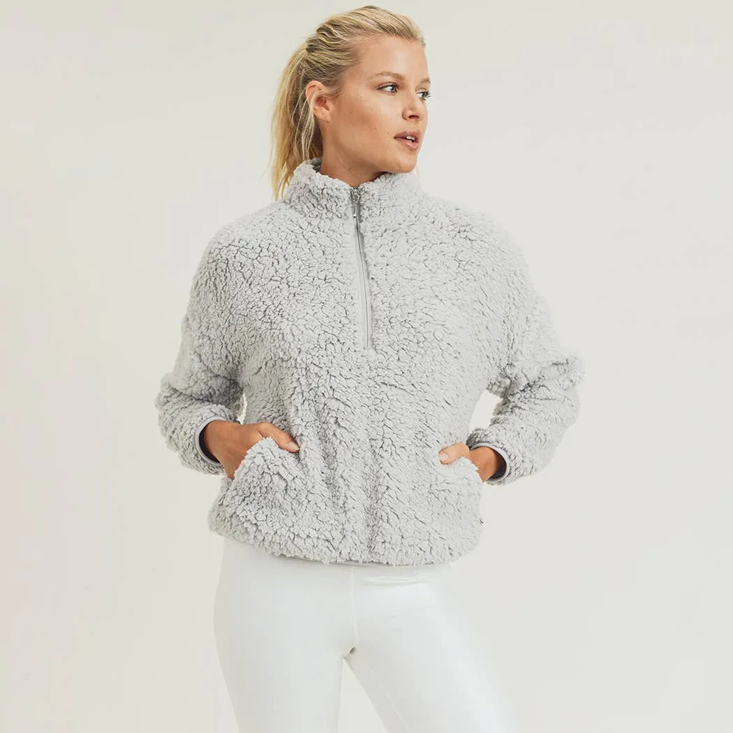 Sherpa Cropped Half-Zip Jacket