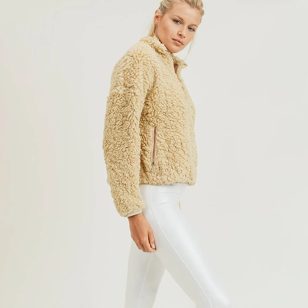 Sherpa Cropped Half-Zip Jacket