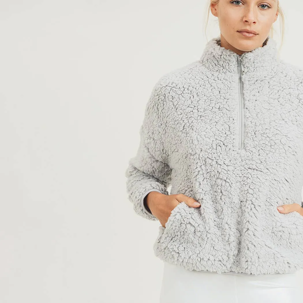 Sherpa Cropped Half-Zip Jacket