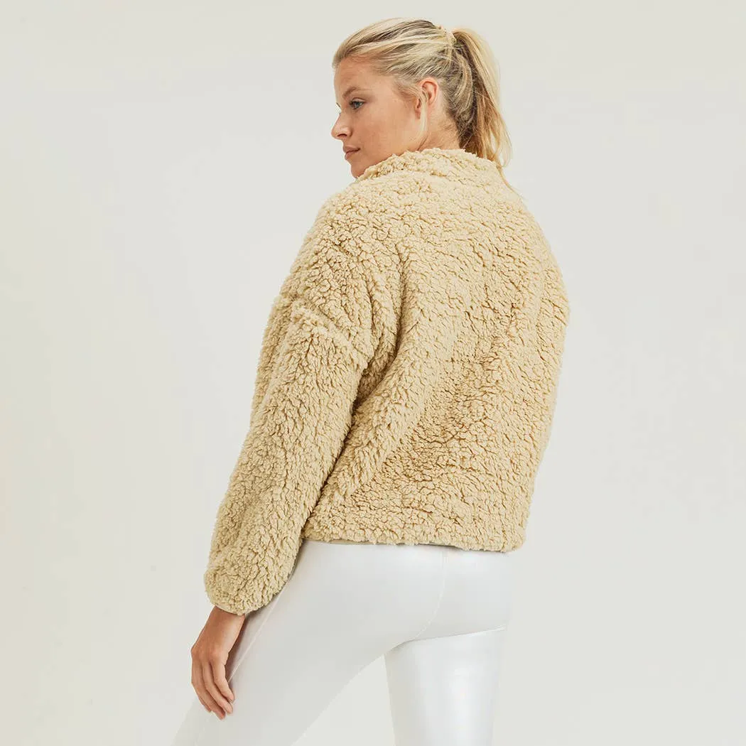 Sherpa Cropped Half-Zip Jacket